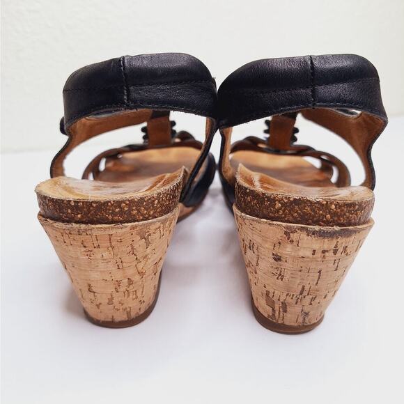 Taos Strappy Sandals Wedge 39 UK 6 US 9 Leather Comfort Cork Floral Rhinestone - Picture 7 of 14